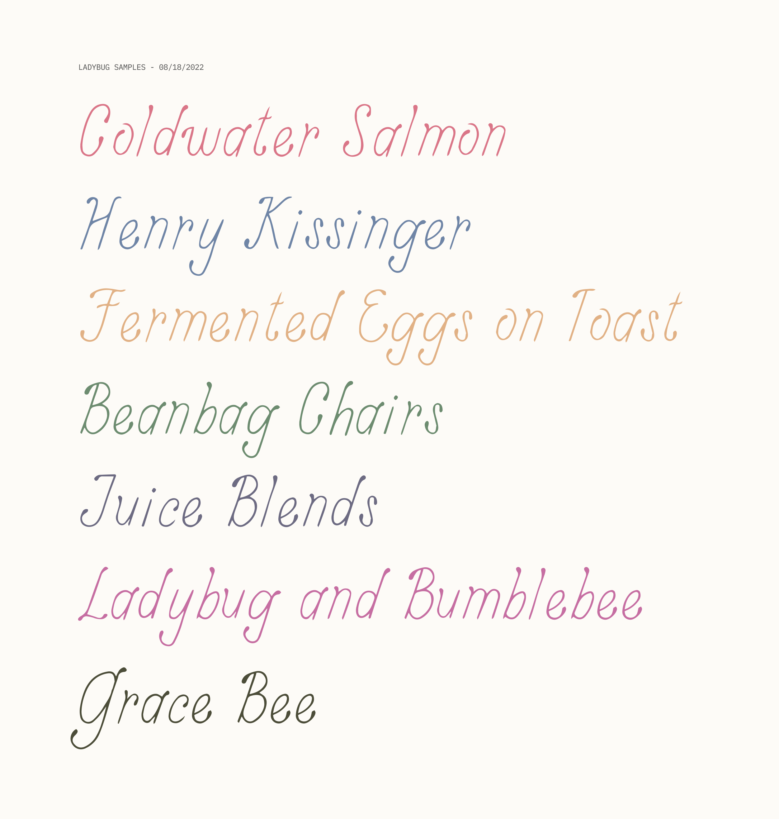 Ladybug Font sample with creative typography experiment