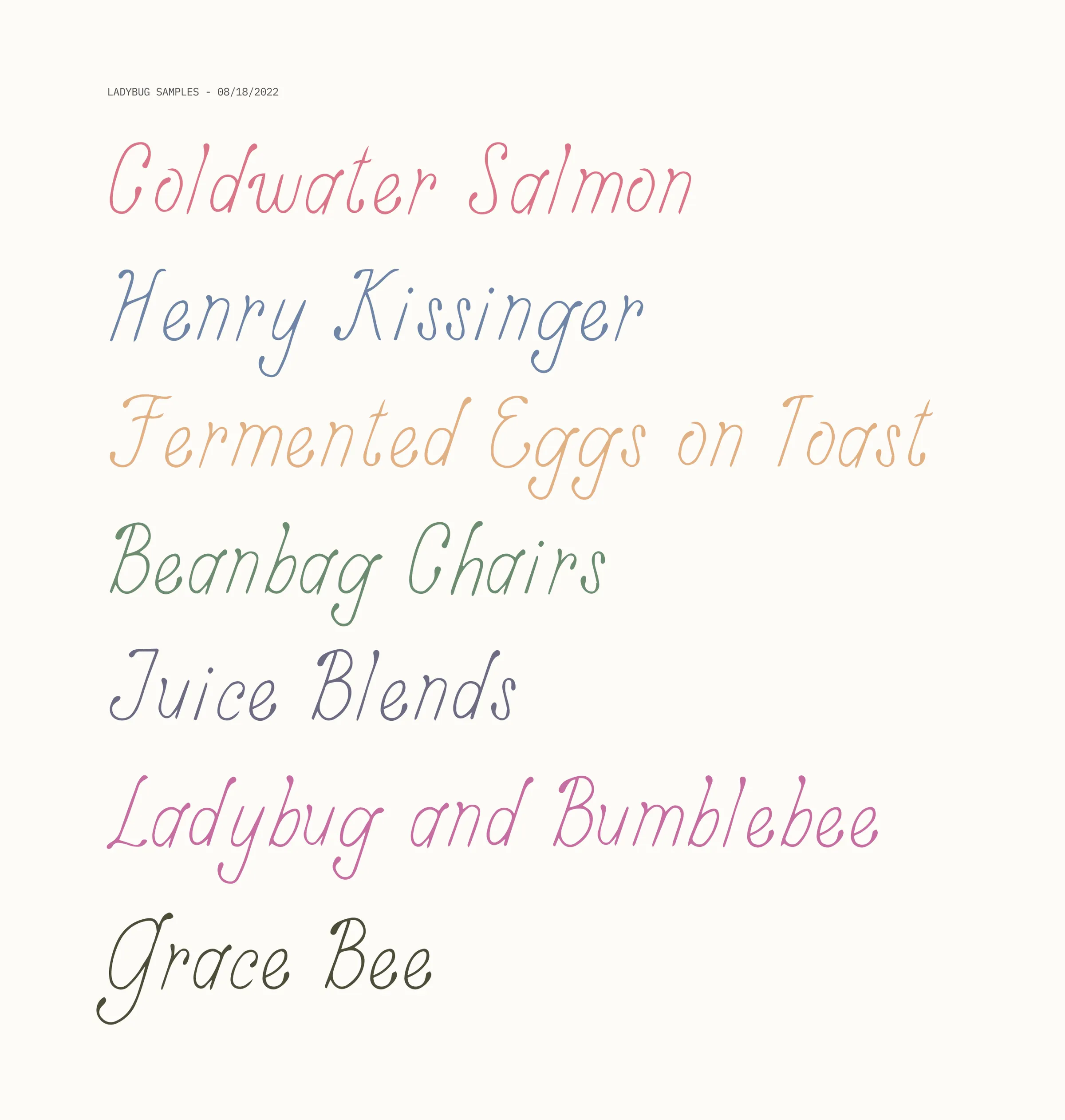 Ladybug Font sample with creative typography experiment